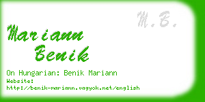 mariann benik business card